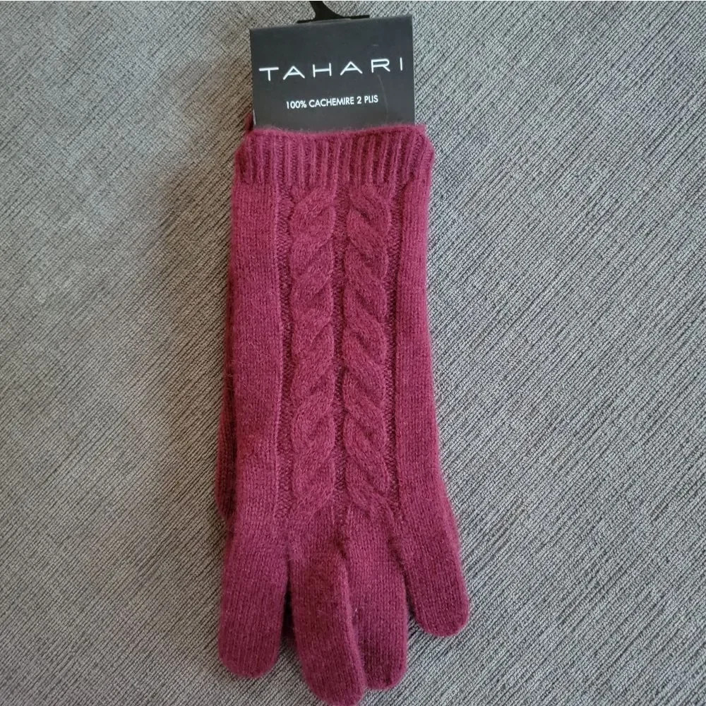 TAHARI Women's 100% Cashmere Gloves 10 inch long